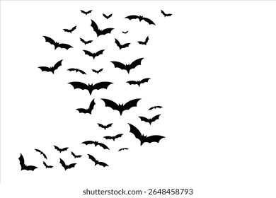 Flying Bats Vector Illustration. Silhouette vector of flying bats on white background.