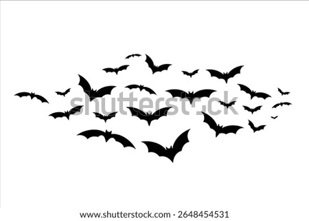 Flying Bats Vector Illustration. Silhouette vector of flying bats on white background.