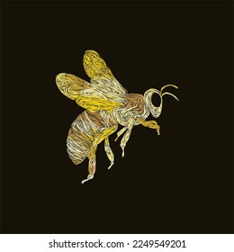Flying Bee Animal artwork style design, Logo Vector Design. Abstract, designs concept, logos, logotype element for template.