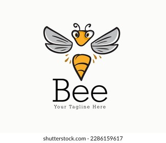 inspiración de ilustración de diseño de logotipo independiente de arte de abejas volantes