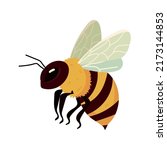 flying bee bug icon flat isolated
