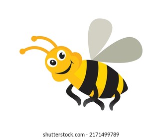Flying Bee Character with Smile Gesture Illustration