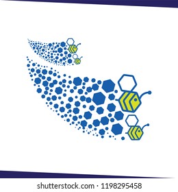 flying bee colonies logo icon vector template