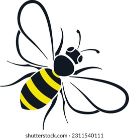 Flying Bee (Editable) - Vector Illustration