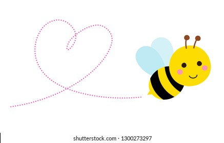 Flying Bee And Heart Shape