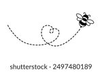 Flying bee with heart trail icon. Clipart image isolated on white background