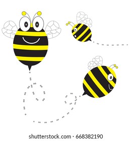 Flying Bee Heppy. Vector illustration