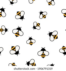 Abeja voladora con peine de miel aislada. Personaje de dibujos animados. El carácter de la adorable abeja que vuela con anillo floral en un estilo vectorial plano. Ilustración vectorial. 