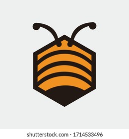 Flying Bee with honeycomb isolated on white background vector illustration. Cute cartoon character.
