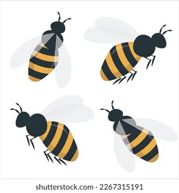 Abeja voladora con peine de miel aislada en ilustración vectorial de fondo blanco. Personaje de dibujos animados.