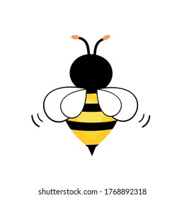 Icono de abeja voladora aislado en ilustración vectorial de fondo blanco. Personaje de dibujos animados.