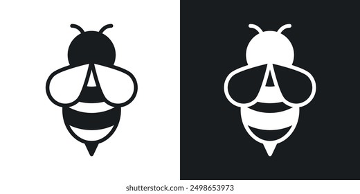 Flying bee icon in solid style