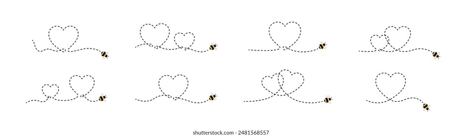 Flying bee. Flying bee illustration. Bee path. Flying route