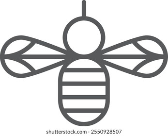 Flying bee line icon. Honey insect symbol