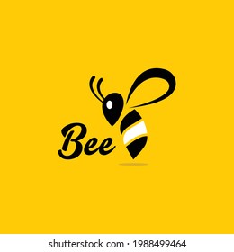 Flying bee logo design template