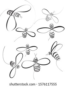 flying bee made in calligraphies stile 