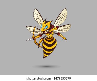 Ilustração do vetor do mascote da abelha voadora