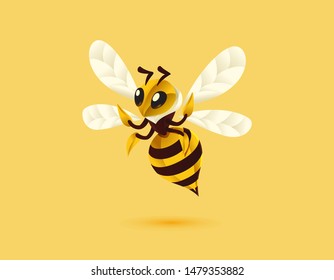 Flying bee mascot vector illustration