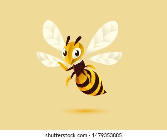 Flying bee mascot vector illustration