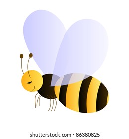 Flying bee on the white background
