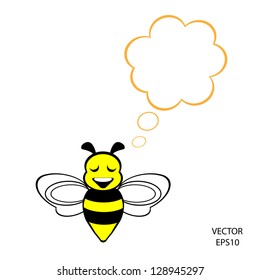 flying bee  with  texts box on white background , bee icon,bee drawing,bee ,vector