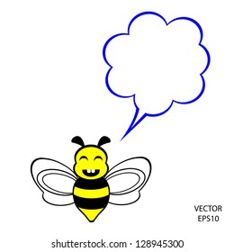 flying bee  with  texts box on white background , bee icon,bee drawing,bee ,vector