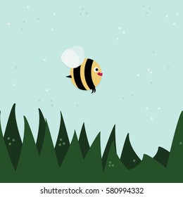 Flying bee - vector illustration