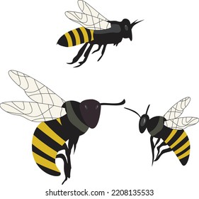 Flying Bees Clipart - Vector Illustration