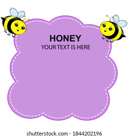 Flying bees with signage or signboard. Cute cartoon characters.