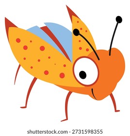 Personagem de cor de besouro voador. Mascote engraçado de verão