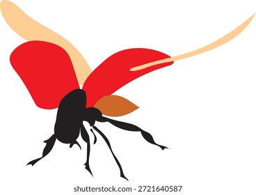Ilustración de escarabajo volador que simboliza la naturaleza, el movimiento y la transformación.