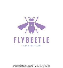 flying beetle insect wings feminine logo design vector