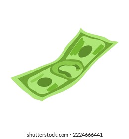 flying bill of money cartoon illustration. Heap of cash, pile of green banknotes or dollars, currency isolated on white background