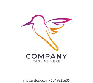Flying bird abstract colorful logo template vector icon design.