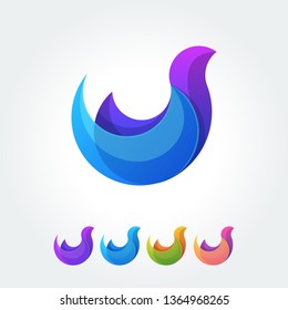 Flying Bird Abstract Logo design vector template. Colorful Dove creative Logotype icon