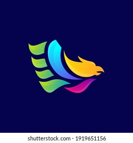 Flying Bird Abstract Logo design vector template. Colorful Dove creative Logotype icon.