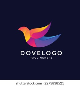 Plantilla vectorial de diseño del logotipo de pájaro volador. Icono de logotipo creativo del degradado de la cocina en color