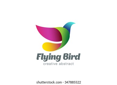 Flying Bird Abstract Logo Design Vector Template.
Colorful Dove Creative Logotype Icon.