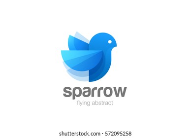 Flying Bird abstract Logo design vector template.
Blue Sparrow Geometric Logotype concept icon.