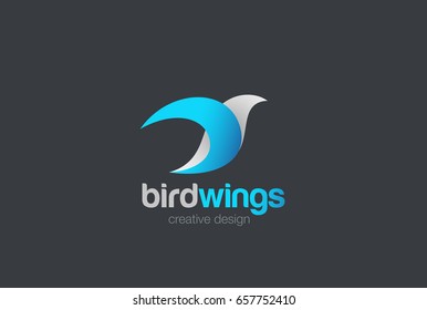 Flying Bird abstract Logo design vector template.
Blue Dove Pigeon Falcon Eagle Logotype concept icon.