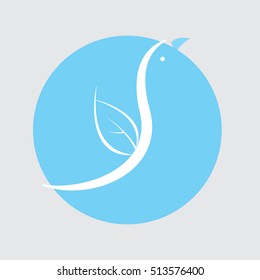 Flying Bird, abstract logotype icon, with blue circle shape design vector.