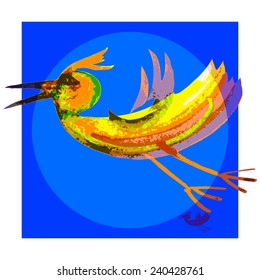 Flying bird. Flying  abstract bird painted with painted watercolors.