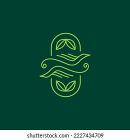estética de pájaro volante exótica con línea de hoja diseño de logotipo moderno vector