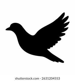 Flying bird, black silhouette, pigeon, dove, abstract animal, sticker on house wall or glass, protect birds from impact vector symbol