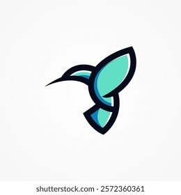 Flying bird with blue color modern logo design