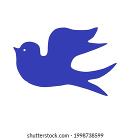 Flying bird. Blue bird for logo, graphic design. Abstract vector illustration.