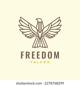 flying bird carnivore falcon freedom wings geometric modern minimal logo design vector