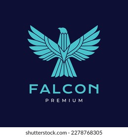 flying bird carnivore falcon freedom wings geometric modern colorful logo design vector