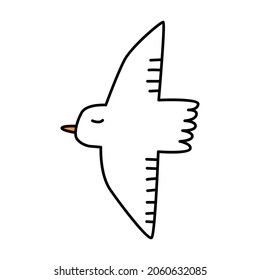 Flying Bird Cartoon Hand Drawn Illustration