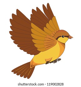 Flying bird cartoon isolated on white background. Vector illustration